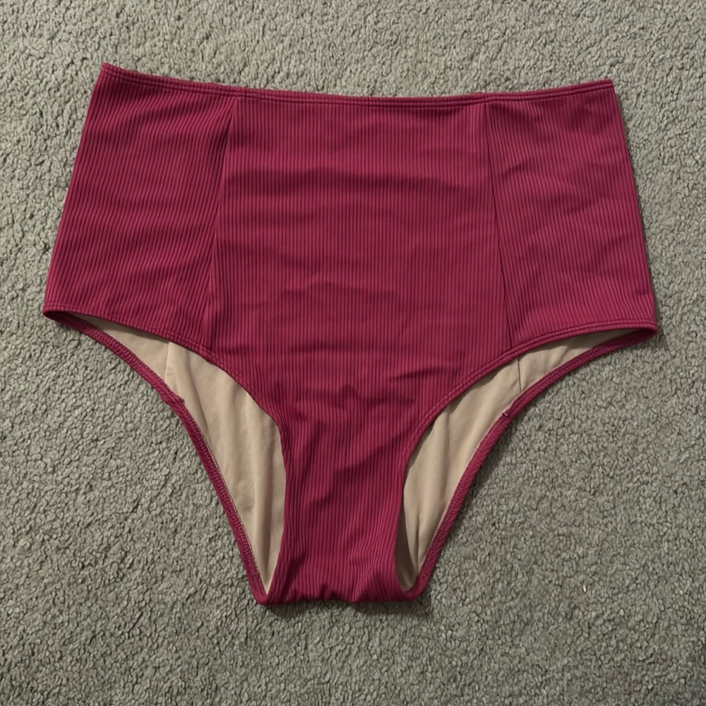 Kortni Jean Magenta “cut high” swim bottoms